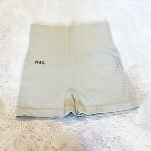 STAX Ribbed Mini Bike Shorts In Tan / Grey Size Small